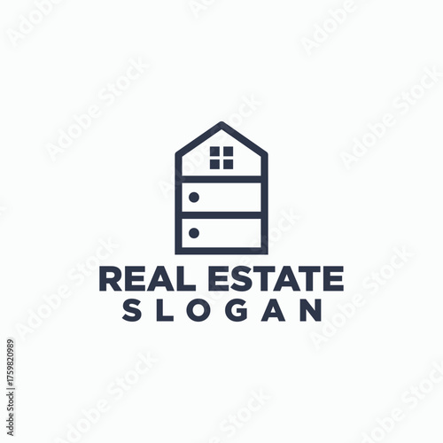 home furniture logo concept, building logos, cabinet icon design