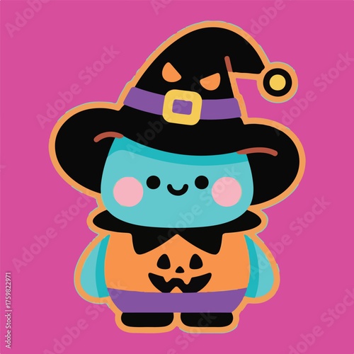 -cute character  flat vector,halowenf.eps