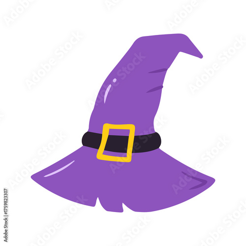 Classic Purple Witch Hat with Gold Buckle