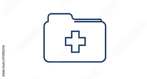 Healthcare data icon, Health chart symbol, Digital archive design, Record management vector, Patient information file, Modern health icon, Flat folder design, Minimal medical icon, Health system recor