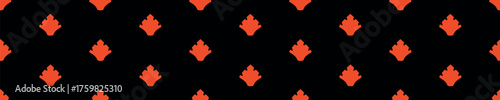 Seamless geometric pattern with red shapes on black background. Bold modern design for washi tape, paper, textile, or digital projects