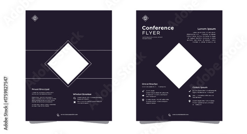 Modern Conference Flyer Design with Geometric Elements.