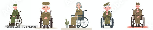 Female veteran soldier sitting in wheelchair celebrating veterans day