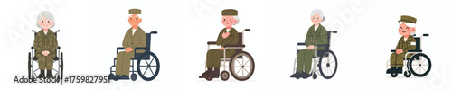 Female veteran soldier sitting in wheelchair celebrating veterans day