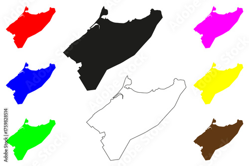 Mohammedia city (Kingdom of Morocco) map vector illustration, scribble sketch Fedala map
