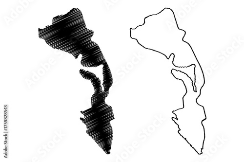 Kotor Municipality (Montenegro, Municipalities of Montenegro) map vector illustration, scribble sketch Kotor map