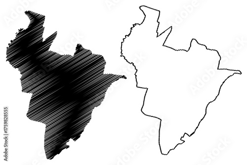Alkmaar city and municipality (Kingdom of the Netherlands, Holland, North Holland or Noord-Holland province) map vector illustration, scribble sketch Alckmar map