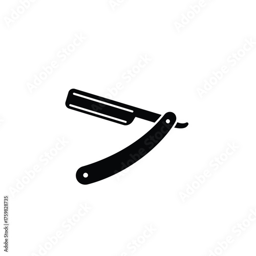 Classic straight razor silhouette for barber shop and grooming professional tool silhouette