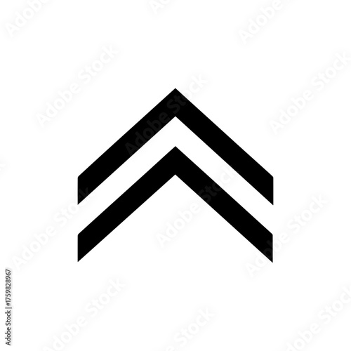 Sharrow symbol with double arrow icon with transparent background — representing shared lane marking for bicycles and vehicles, urban cycling safety, or roadway indication.
