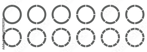 
 Save to Library
 Download Preview
 Preview Crop
 Find Similar
 
File #:  892325279
Segments of circle with 1 to 12, pieces. Info graphic icons circles set divided radius in black and white color vec
