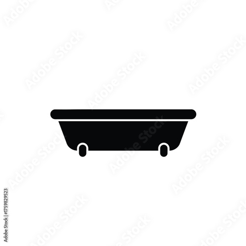 Simple black silhouette of a bathtub with subtle shadows on white silhouette