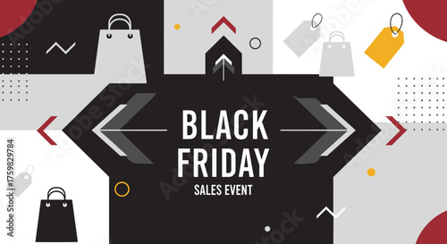 Black Friday Sales Event graphic banner Abstract geometric design for retail promotions and marketing