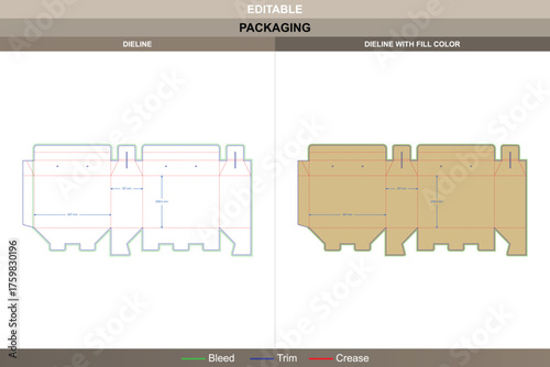 Reverse tuck end roof box dieline professional vector printing packaging layout featuring angled top section secure folds and fine die line accuracy ensuring premium brand look