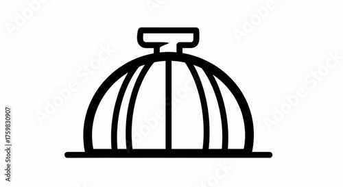 Simple Black and White Outline Icon of a Food Cloche.