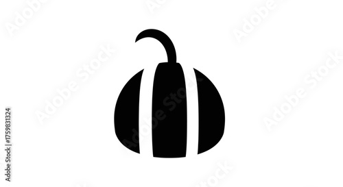Stylized Black and White Garlic Clove Icon.