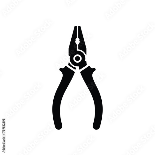 Black silhouette of combination pliers tool for repair and construction silhouette