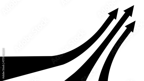 Black arrow curved upwards Perspective with transparent background