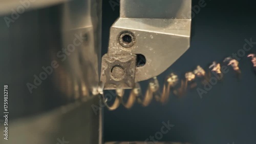Close Up Of Lathe Machine Cutting Extra Metal From Surface Of Steel Component. Metal Cutting Lathe Industrial Equipment. Lathe Processing Metal By Cutting. Factory Production. Metallurgy