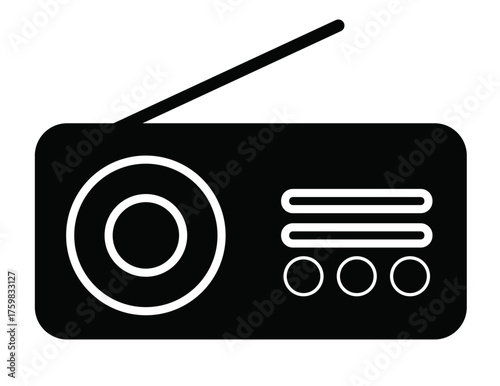 radio icon vector illustration on square internet button