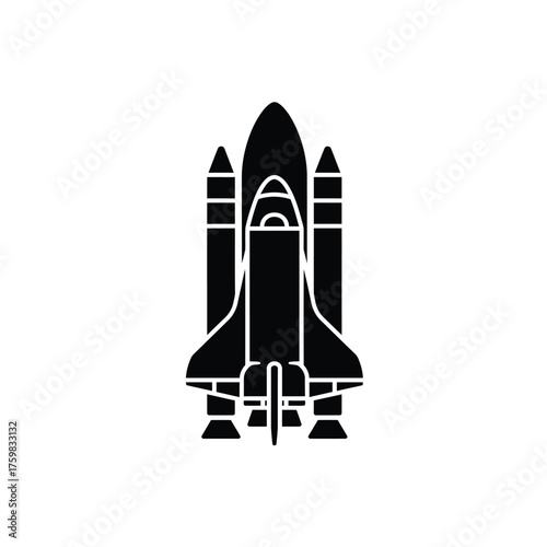 Silhouette of space shuttle launch vehicle ready for interstellar space exploration mission silhouette