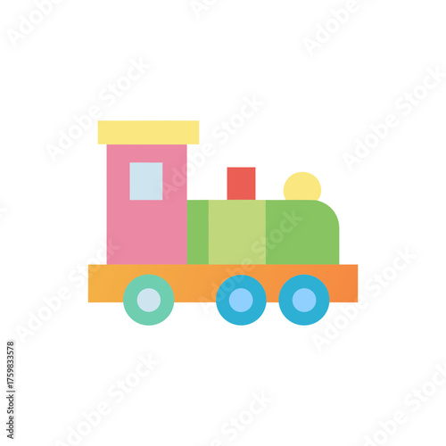Colorful Wooden Toy Train Vector Illustration