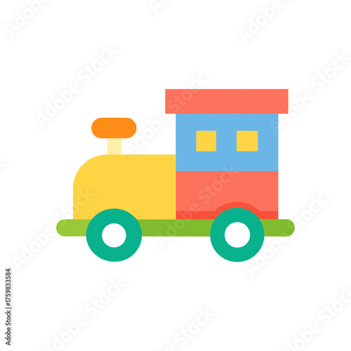 Colorful Wooden Toy Train Vector Illustration
