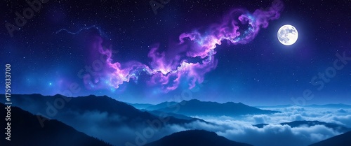 Fantasy Night Sky, Starry Dreamscape, Magical Moonlight