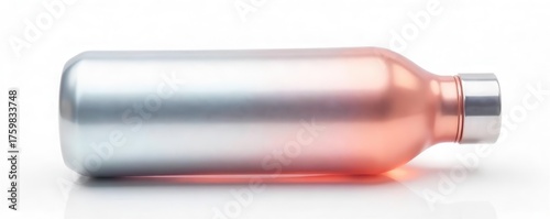 Sleek, reusable water bottle; metallic finish, gym, clear