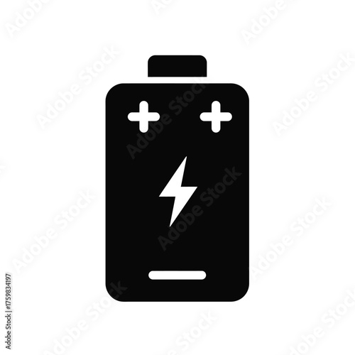 Free Download Simple black silhouette of a battery icon with plus and lightning bolt symbols silhouette - GFXLoad