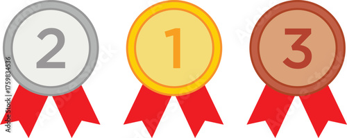 Gold Silver Bronze Medals & Ribbons: 1st 2nd 3rd Place Awards Vector