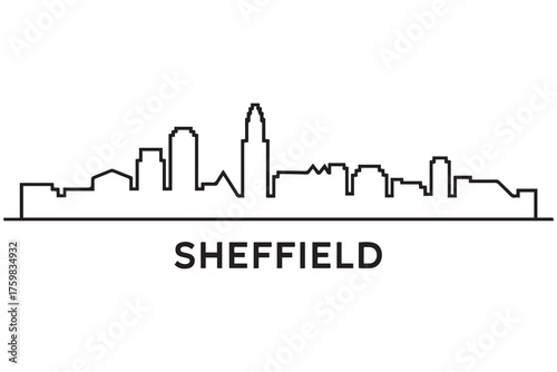 Sheffield Line Art skyline silhouette. Black Sheffield city design. with white background