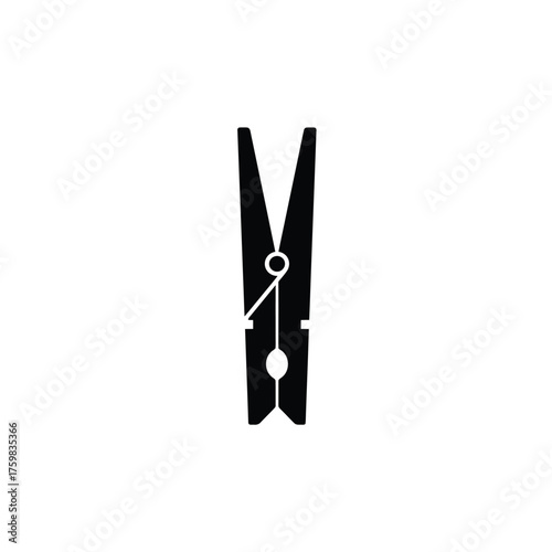 Classic wooden clothespin isolated simple silhouette for laundry and household tasks silhouette