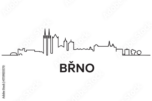 Brno Line Art skyline silhouette. Black Brno city design. with white background