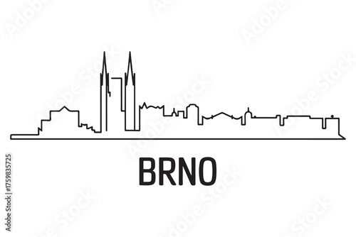 Brno Line Art skyline silhouette. Black Brno city design. with white background