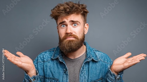 A man with a confused expression, hands out in a questioning gesture