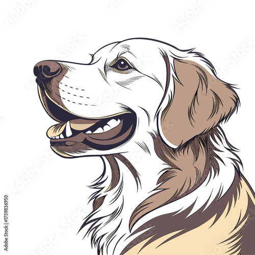 Stylized Vector Portrait of a Happy Golden Retriever Head