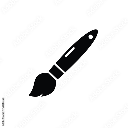 Simple black silhouette of a paintbrush with bristles for artistic creation silhouette