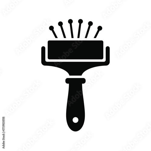 Simple black silhouette of a detangling hair brush icon for styling and grooming essentials silhouette