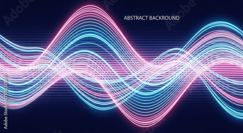 Abstract Neon Light Waves Background with Pink and Blue Lines for Modern Design Projects and Creative Visuals, Perfect for Digital Art and Wallpapers