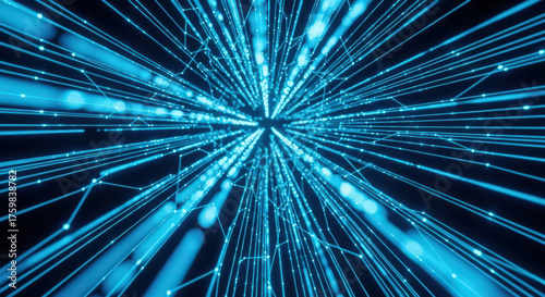 Abstract Network of Glowing Blue Lines and Nodes Creating a Sense of Connectivity and Technological Advancement, Perfect for Digital and Technology Projects