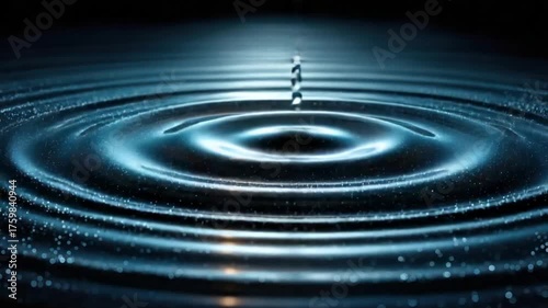 A mesmerizing, abstract depiction of concentric circles in a dark space with light and particles