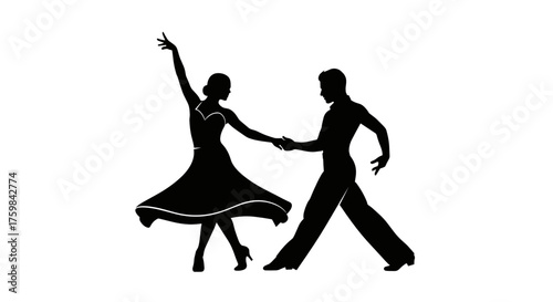 Silhouette of a couple dancing salsa, showcasing dynamic movements and vibrant connection