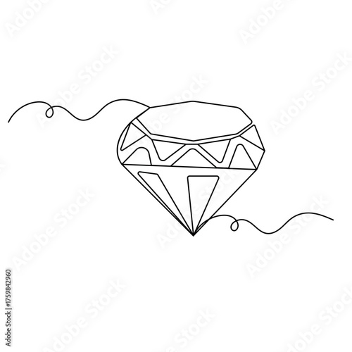 Diamond   icon   continuous one line drawing of outline vector illustration