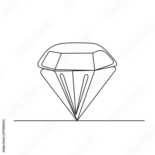 Diamond   icon   continuous one line drawing of outline vector illustration