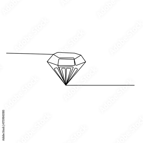 Diamond   icon   continuous one line drawing of outline vector illustration