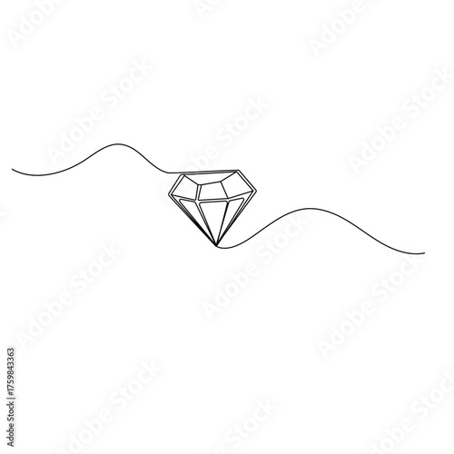 Diamond   icon   continuous one line drawing of outline vector illustration