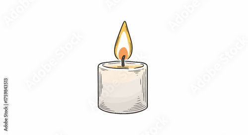 Glowing Candle Flame Illustration for Serene Ambiance, Meditation Practices, and Symbolic Representations of Hope and Remembrance