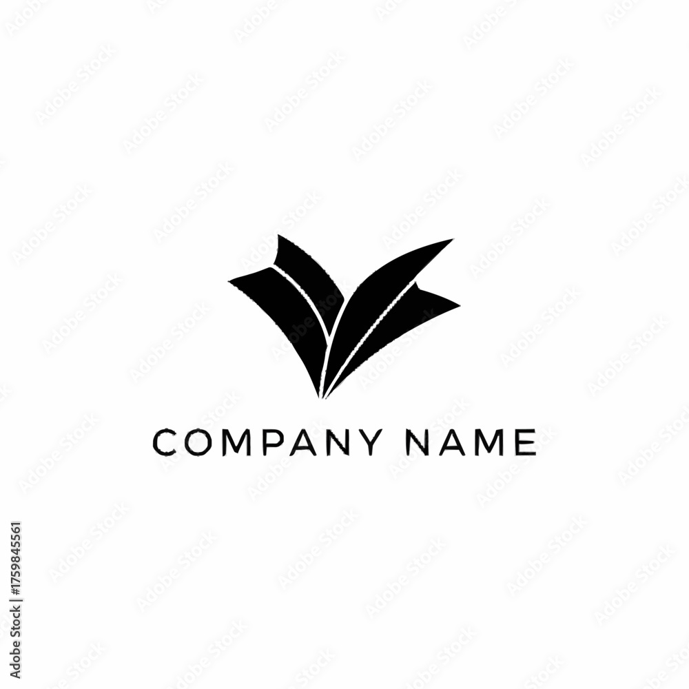 Fototapeta premium Abstract Book Logo Design with Stylized Pages for Publishing or Education.