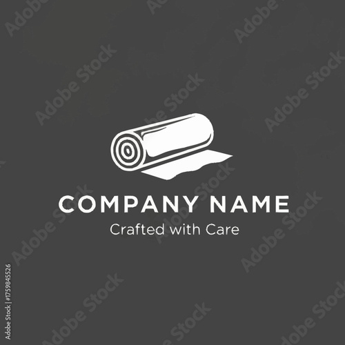 Roll of Fabric or Material Logo Design on Dark Background.