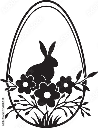 An illustration of a bunny and an easter egg
